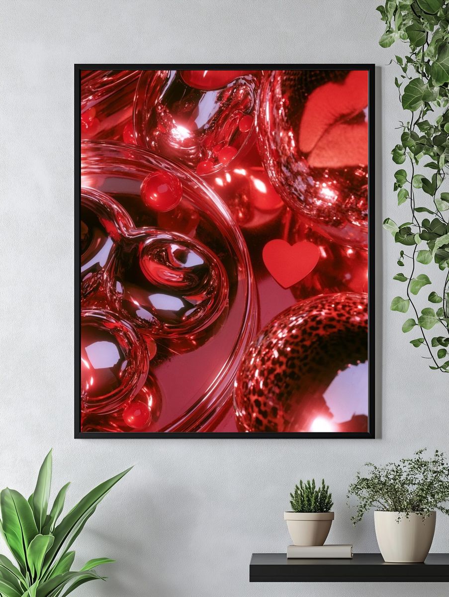 Red Heart Chrome Abstract Poster. — room view 4