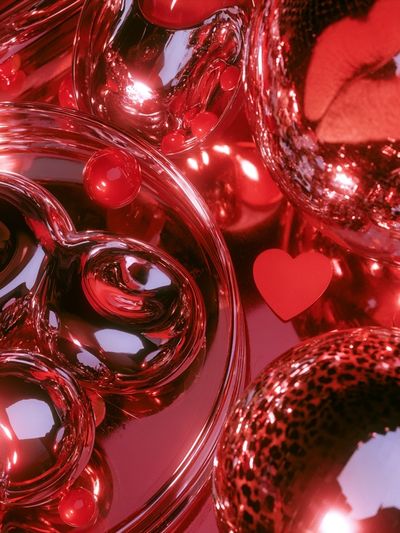 Red Heart Chrome Abstract Poster.