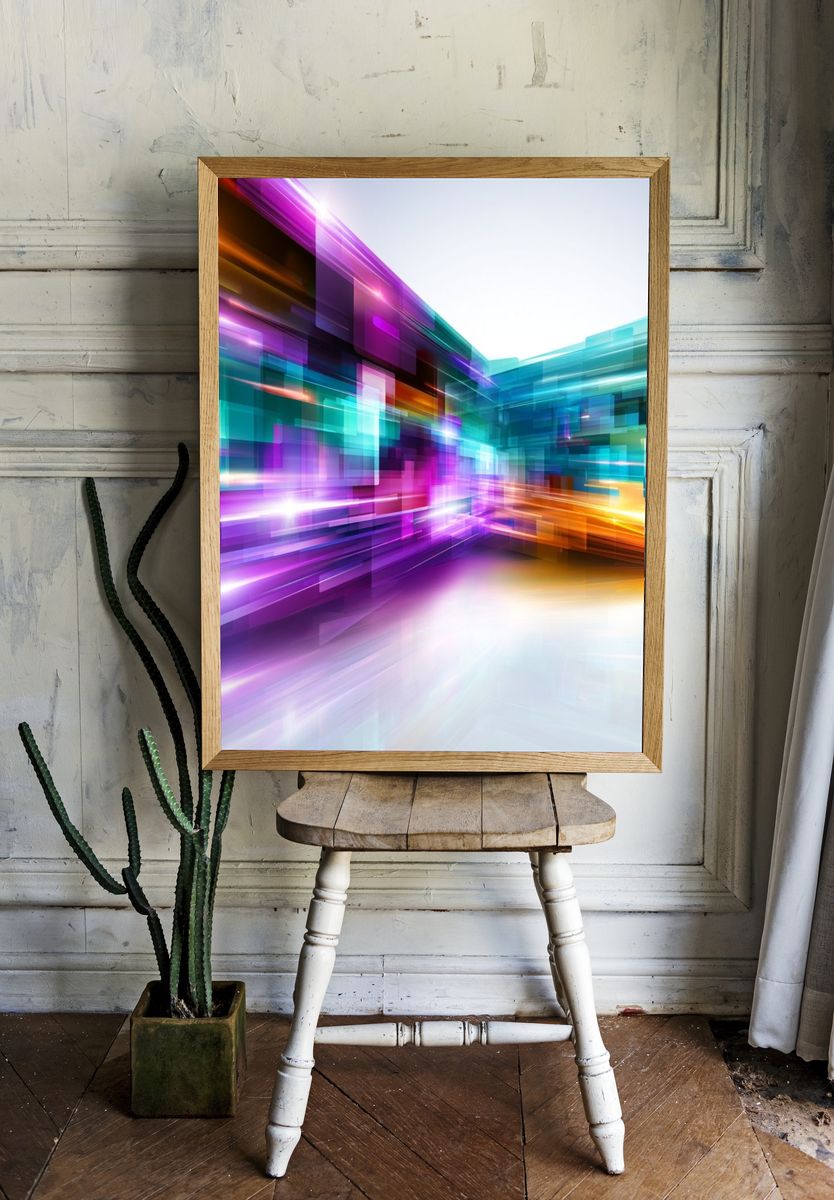 Neon Motion Abstract Poster. — room view 1