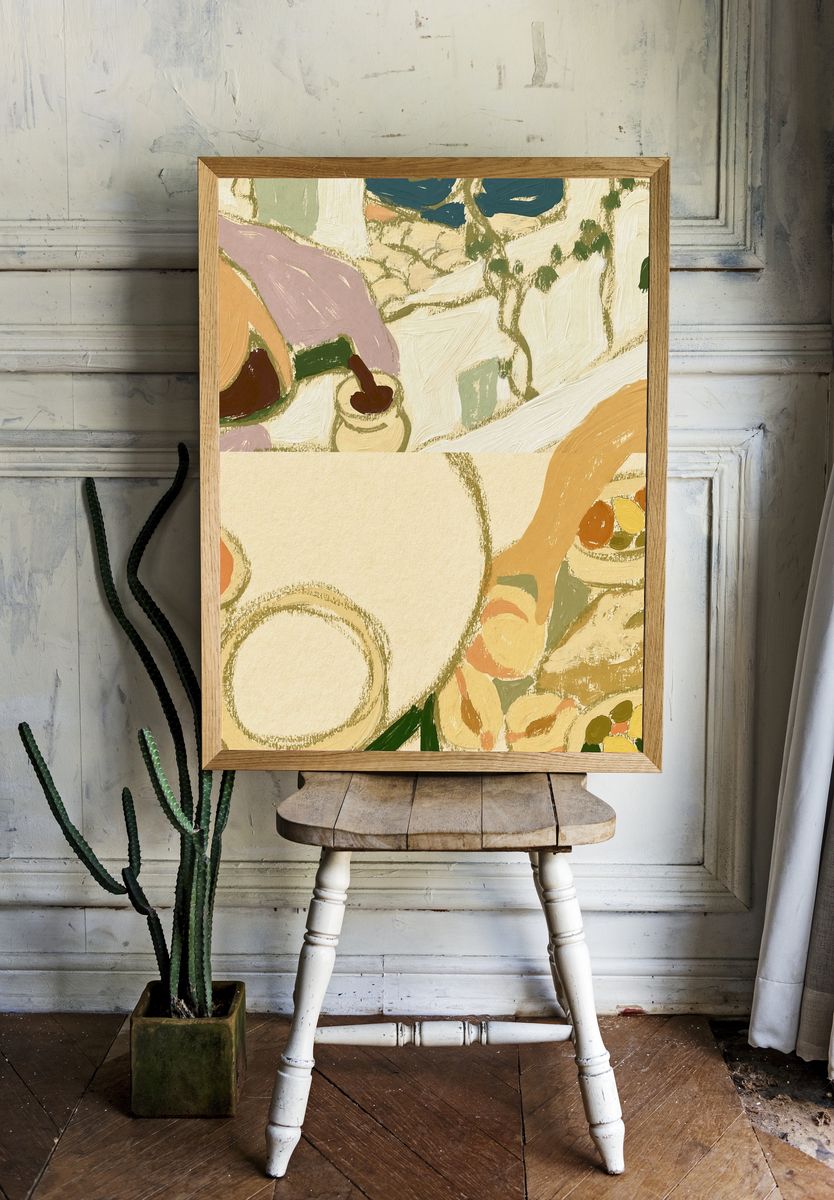 Pastel Abstract Brushwork Poster. — room view 1