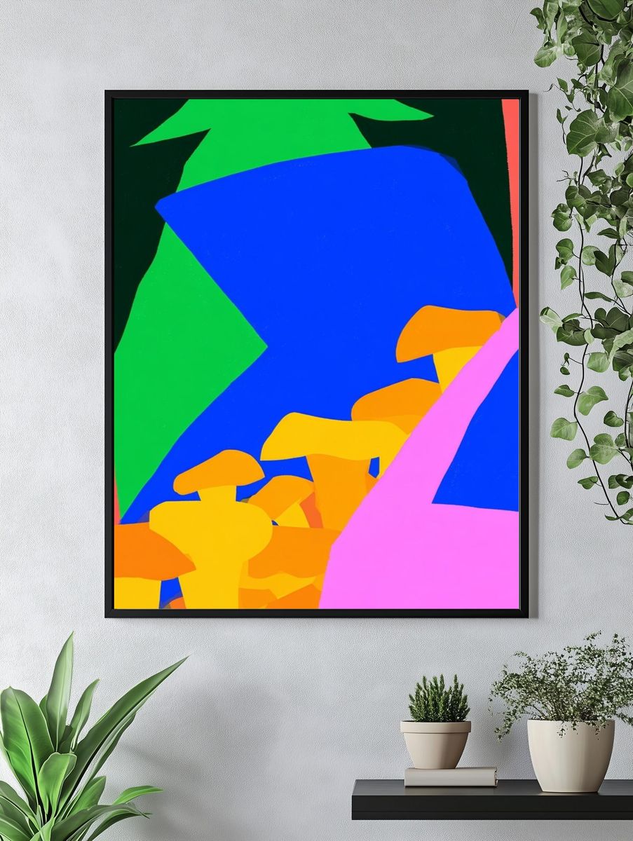 Neon Mushroom Abstract Poster. — room view 4