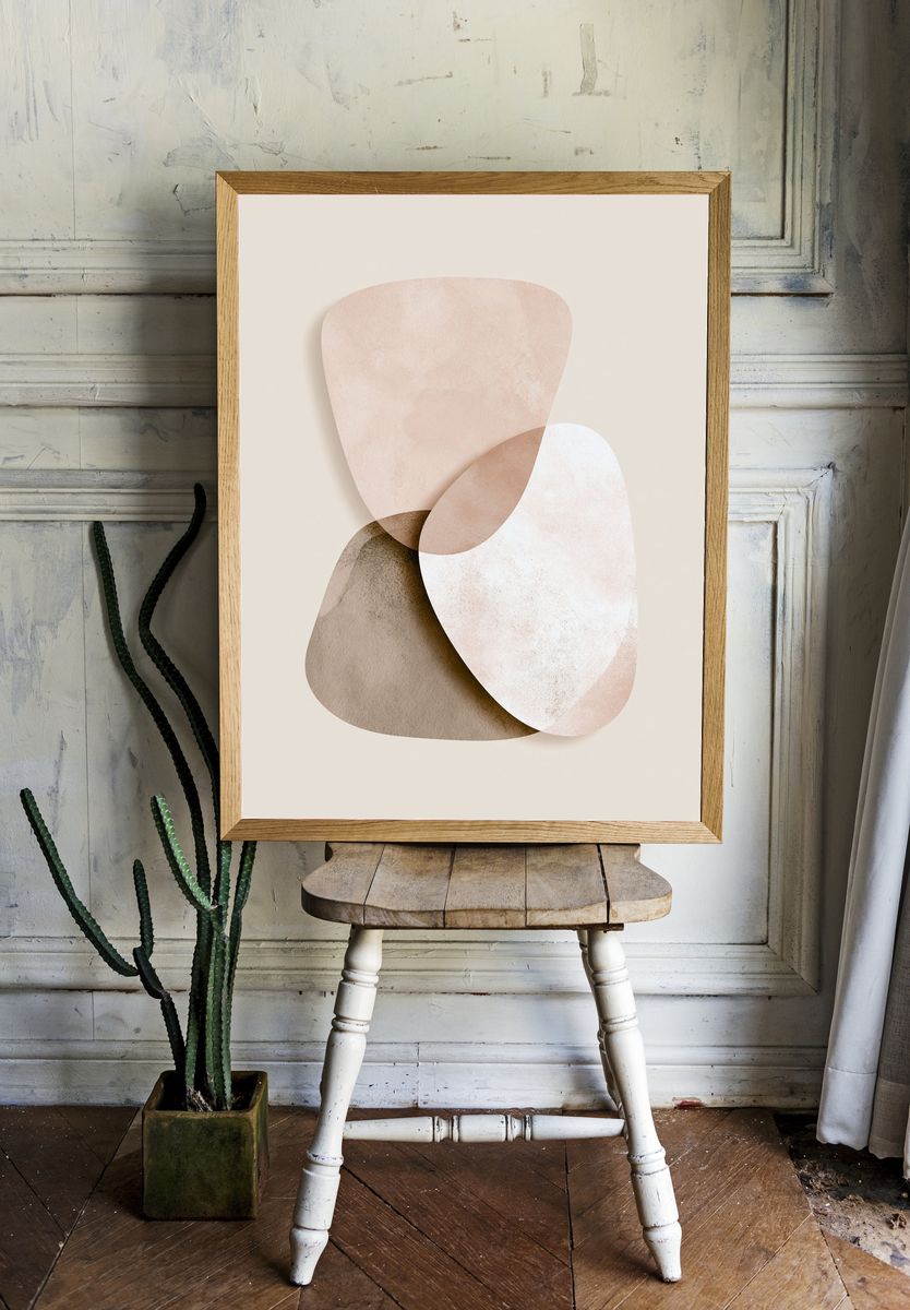 Neutral Organic Shapes Abstract Poster. room preview