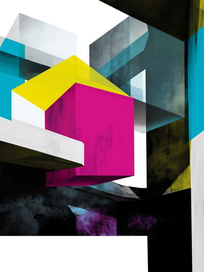 Neon Geometric Abstract Poster.