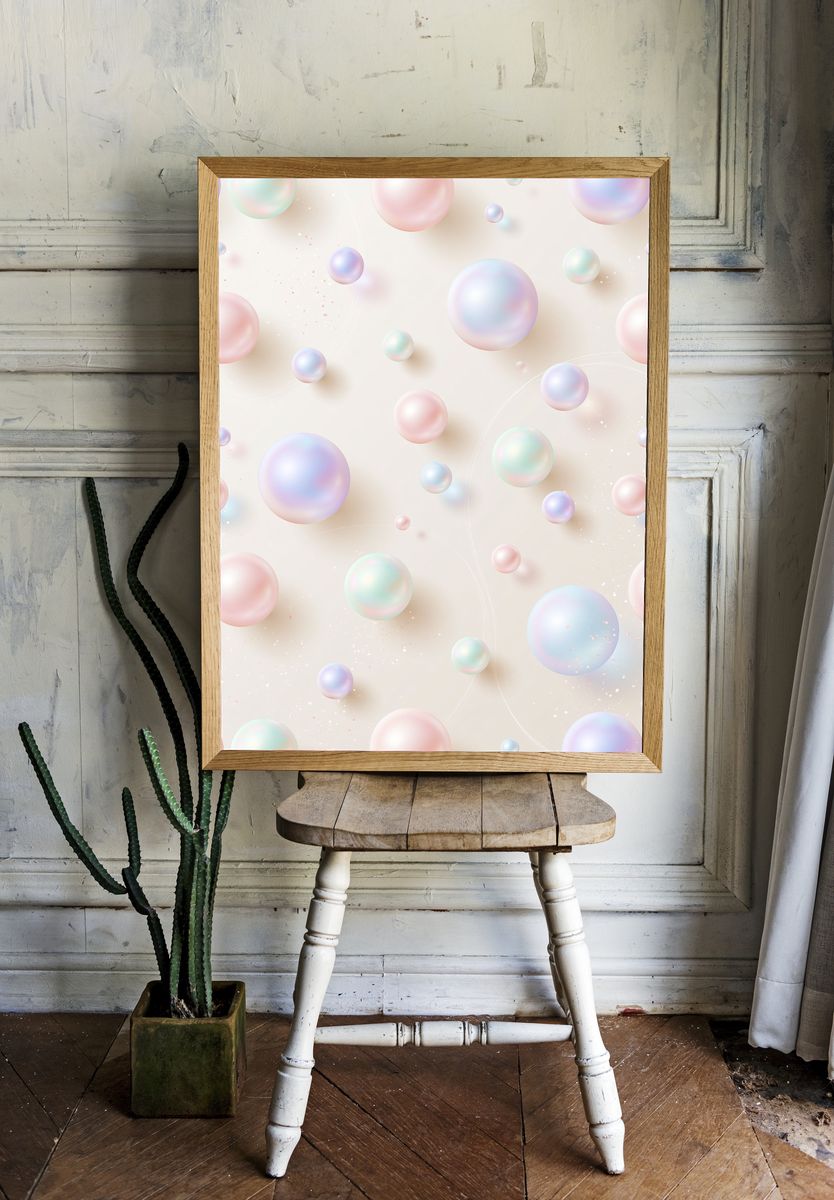Pastel Bubble Dream Abstract Poster. room preview