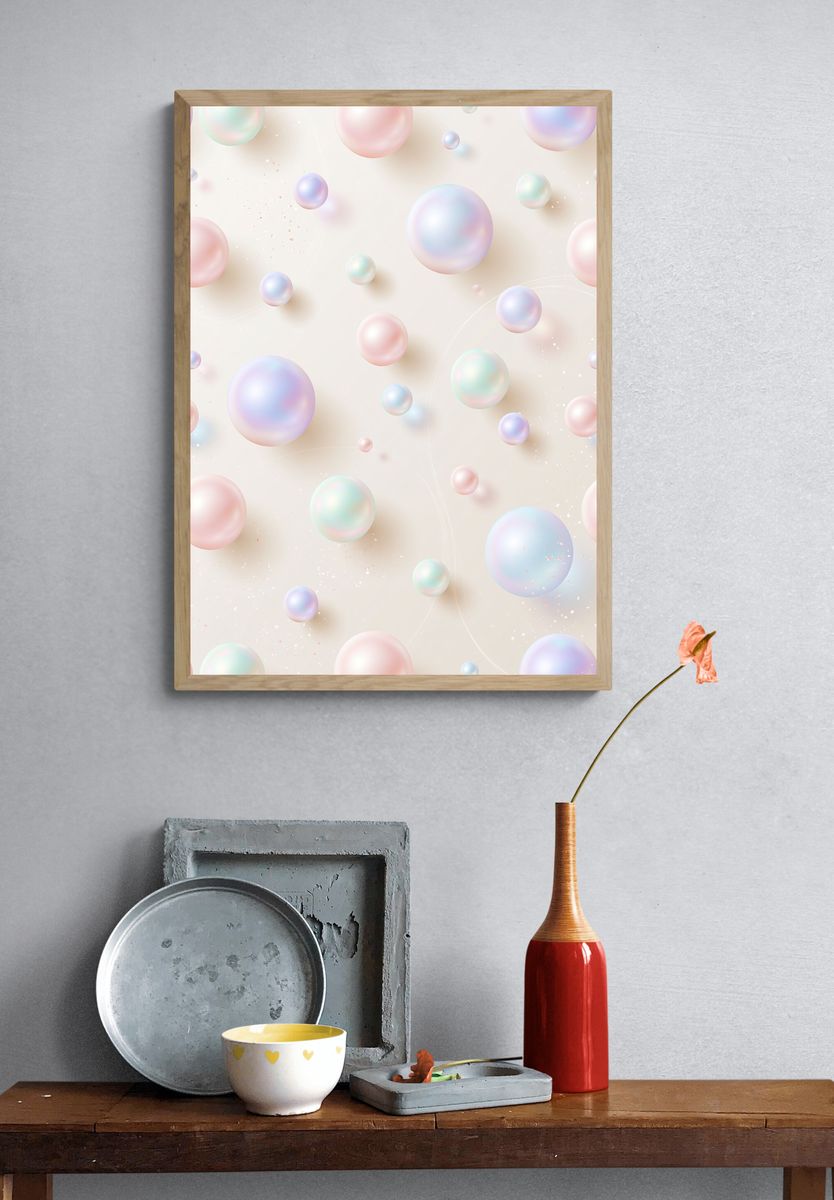 Pastel Bubble Dream Abstract Poster. — room view 3