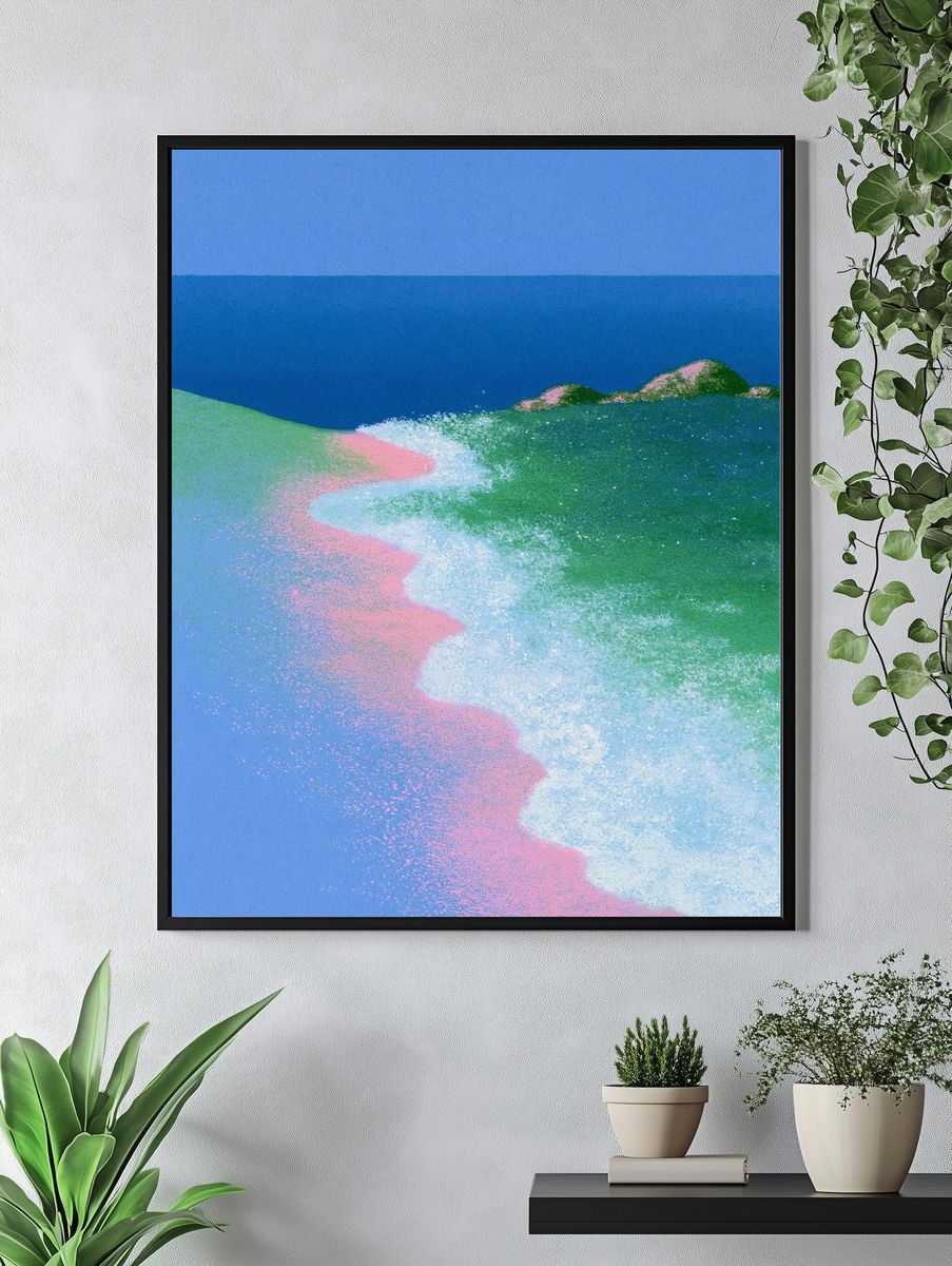 Pastel Coastal Waves Abstract Print. — room view 4