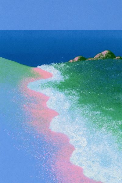 Pastel Coastal Waves Abstract Print. poster
