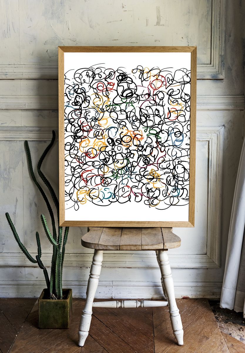 Abstract Scribble Color Poster. — room view 1
