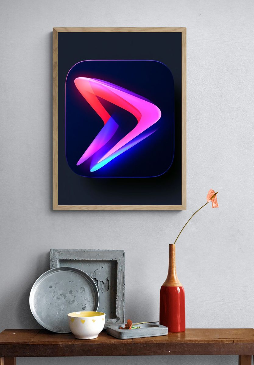 Neon Ribbon Abstract Poster. — room view 3