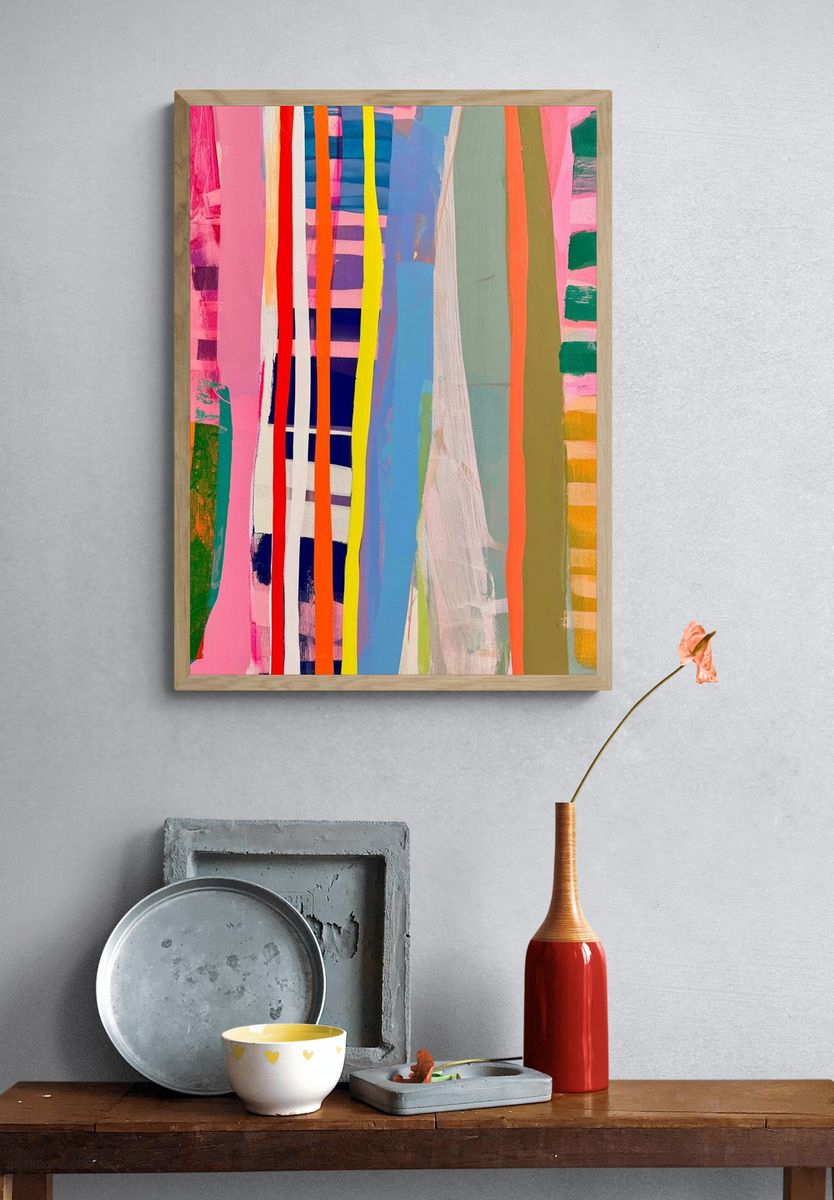 Neon Brushstroke Abstract Poster. — room view 3