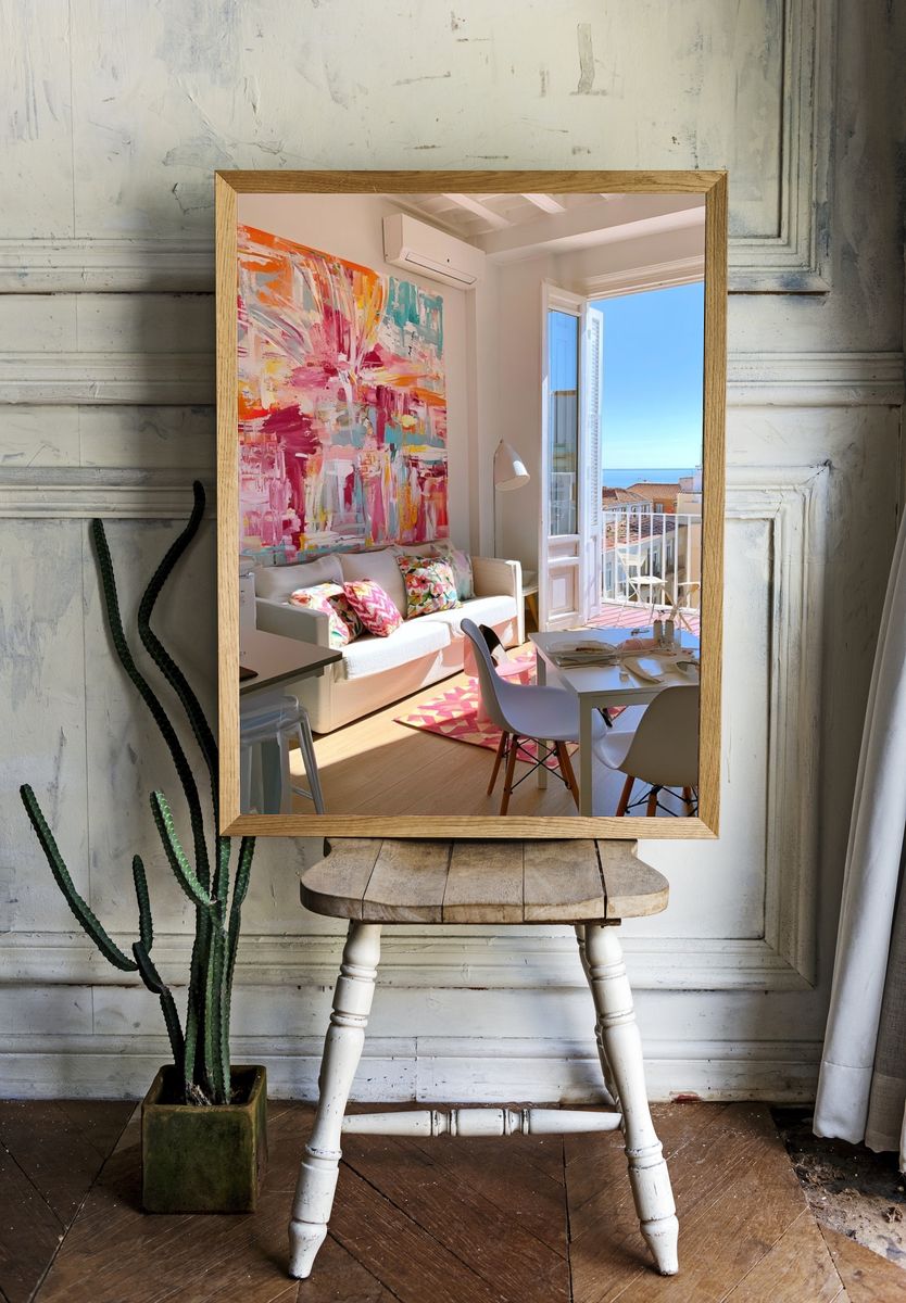 Pink Abstract Interior Poster. — room view 1