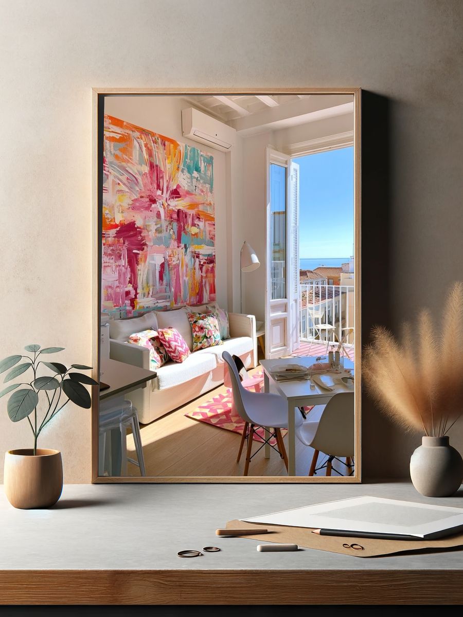 Pink Abstract Interior Poster. — room view 2