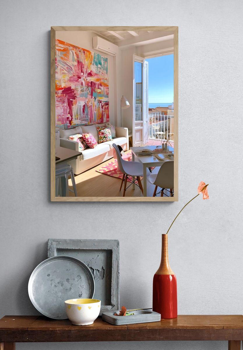 Pink Abstract Interior Poster. — room view 3