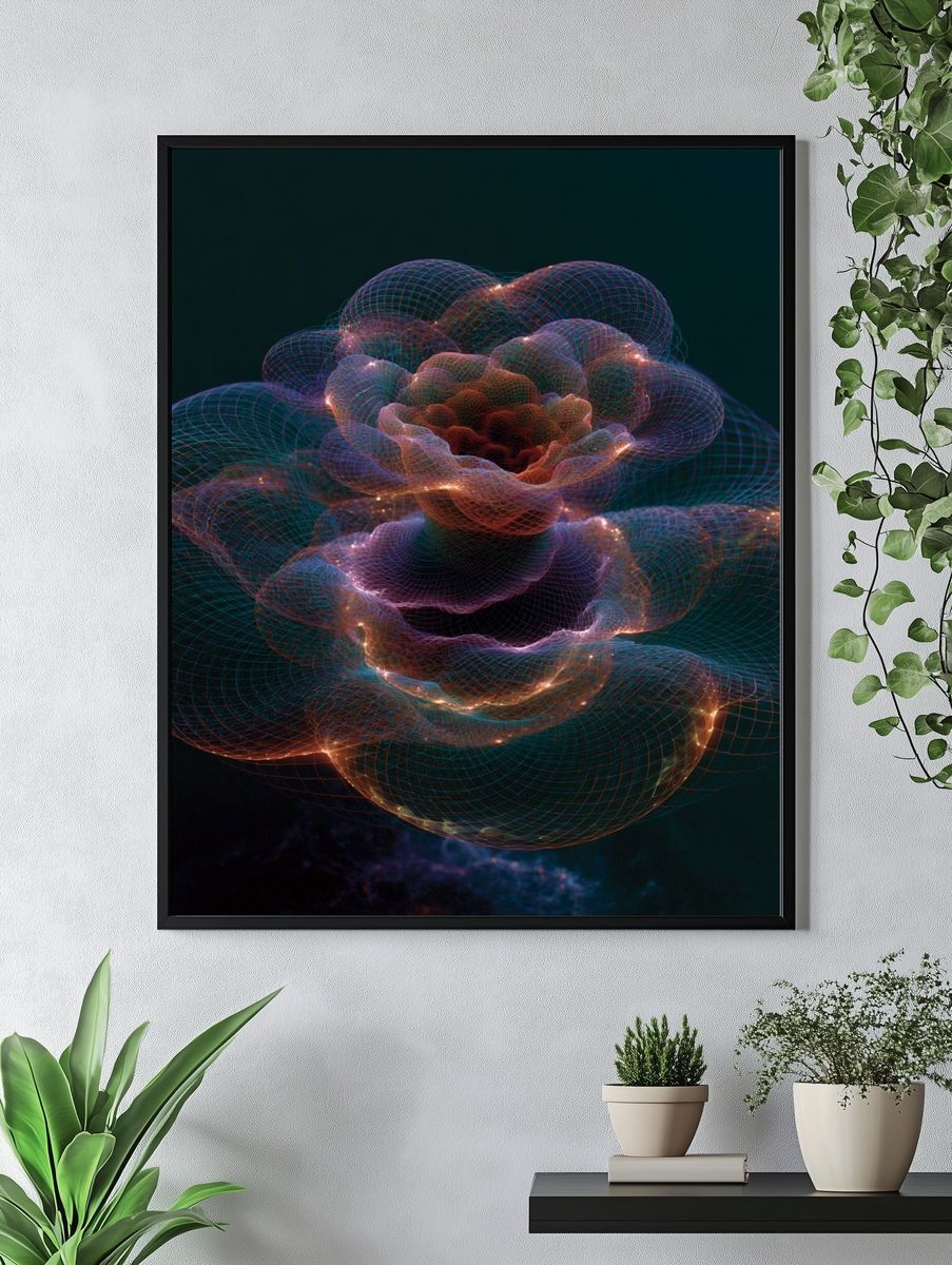 Neon Bloom Abstract Poster. — room view 4