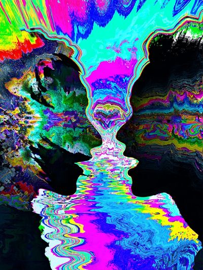 Neon Glitch Abstract Poster. poster print