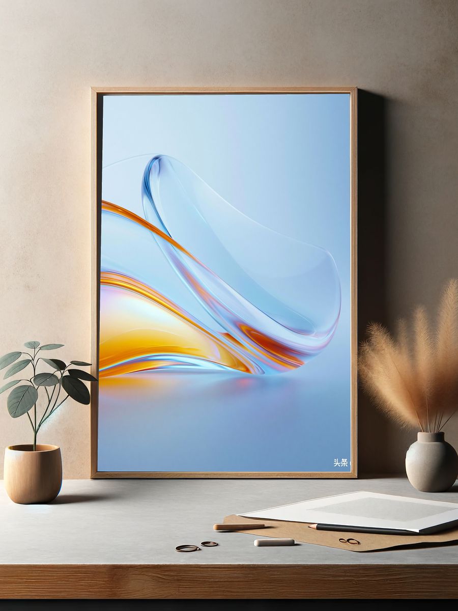 Blue Glass Wave Abstract Poster. — room view 2