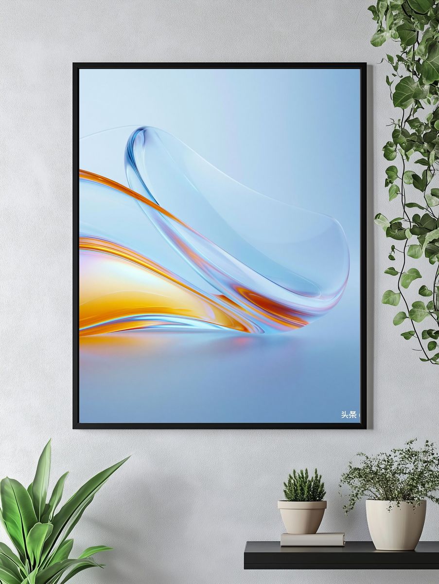 Blue Glass Wave Abstract Poster. — room view 4