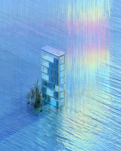 Dreamlike Glass Tower Abstract Print. poster