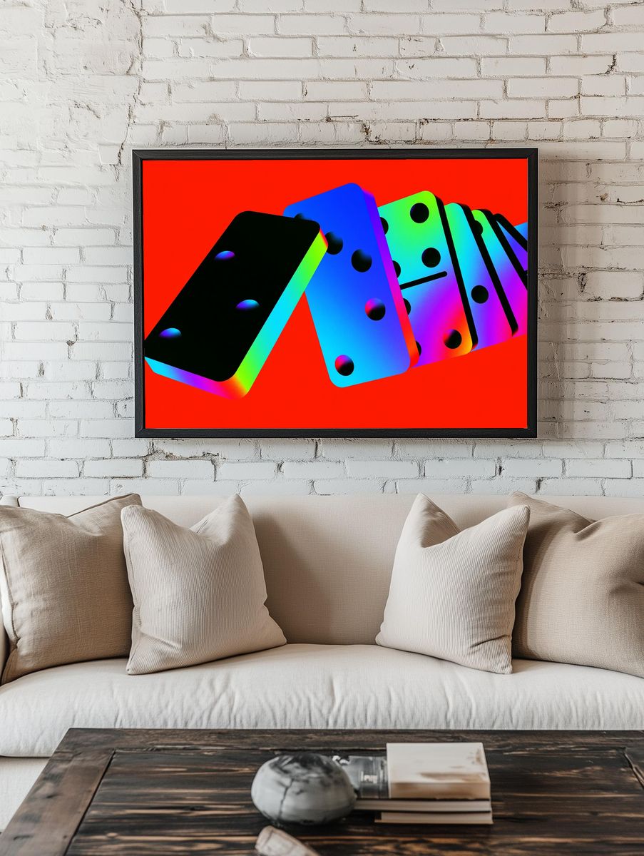 Neon Domino Abstract Poster. — room view 1
