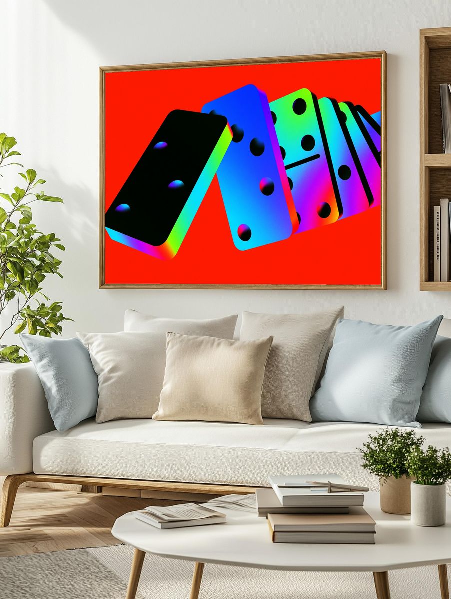 Neon Domino Abstract Poster. — room view 2