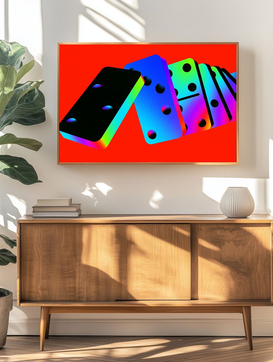 Neon Domino Abstract Poster. — room view 3