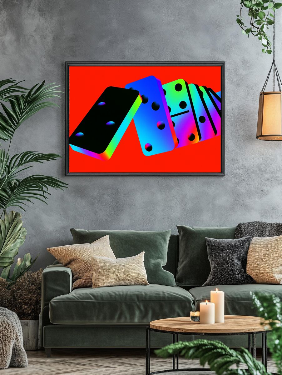 Neon Domino Abstract Poster. — room view 4