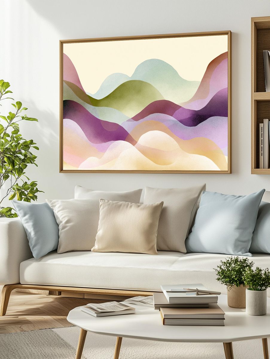 Pastel Abstract Landscape Poster. — room view 2