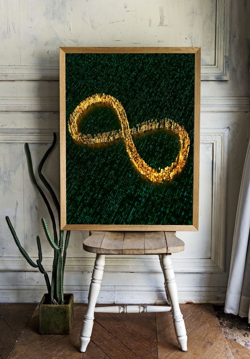 Golden Infinity Abstract Poster. — room view 1