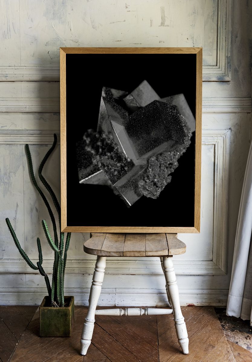 Monochrome Crystal Abstract Poster. room preview