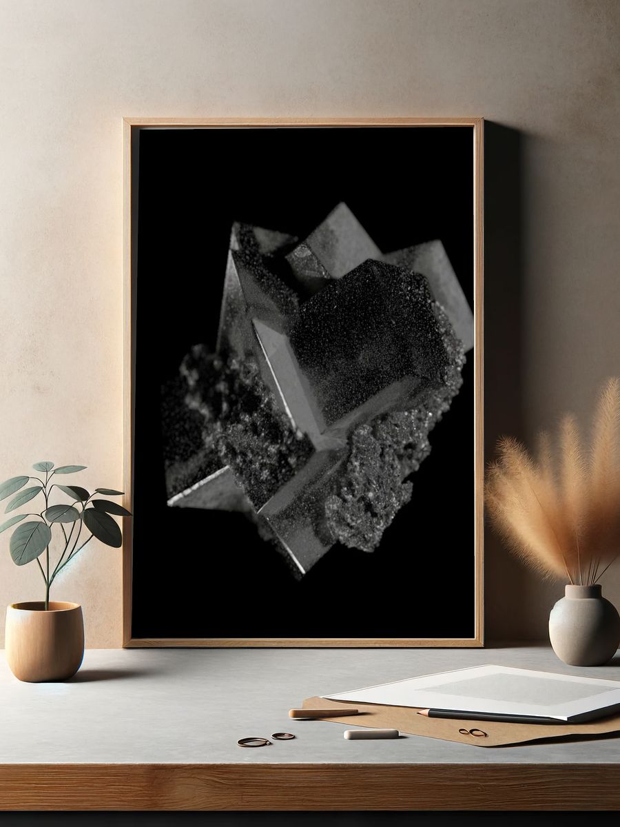 Monochrome Crystal Abstract Poster. — room view 2
