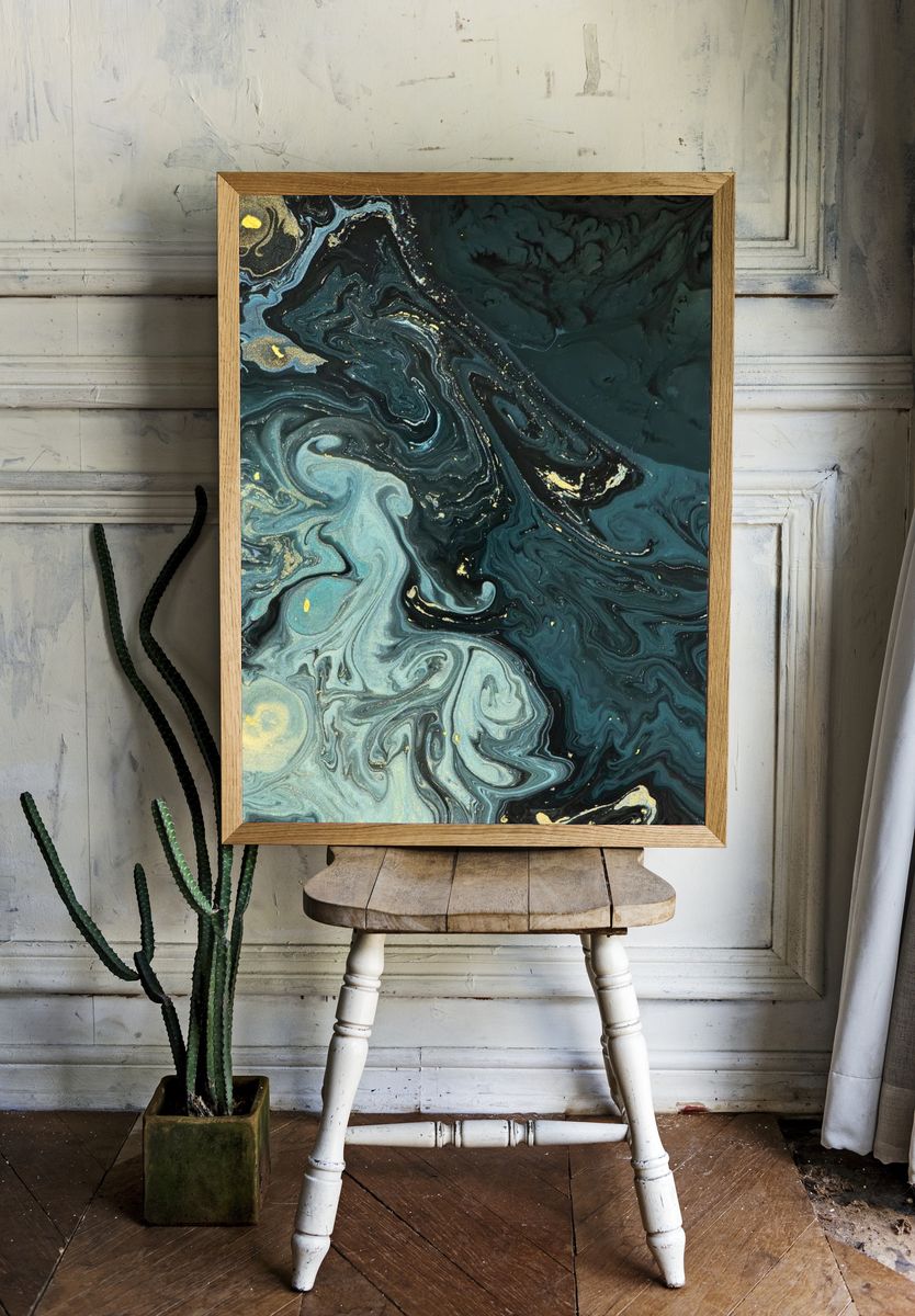 Abstract liquid texture gold glitter. — room view 1