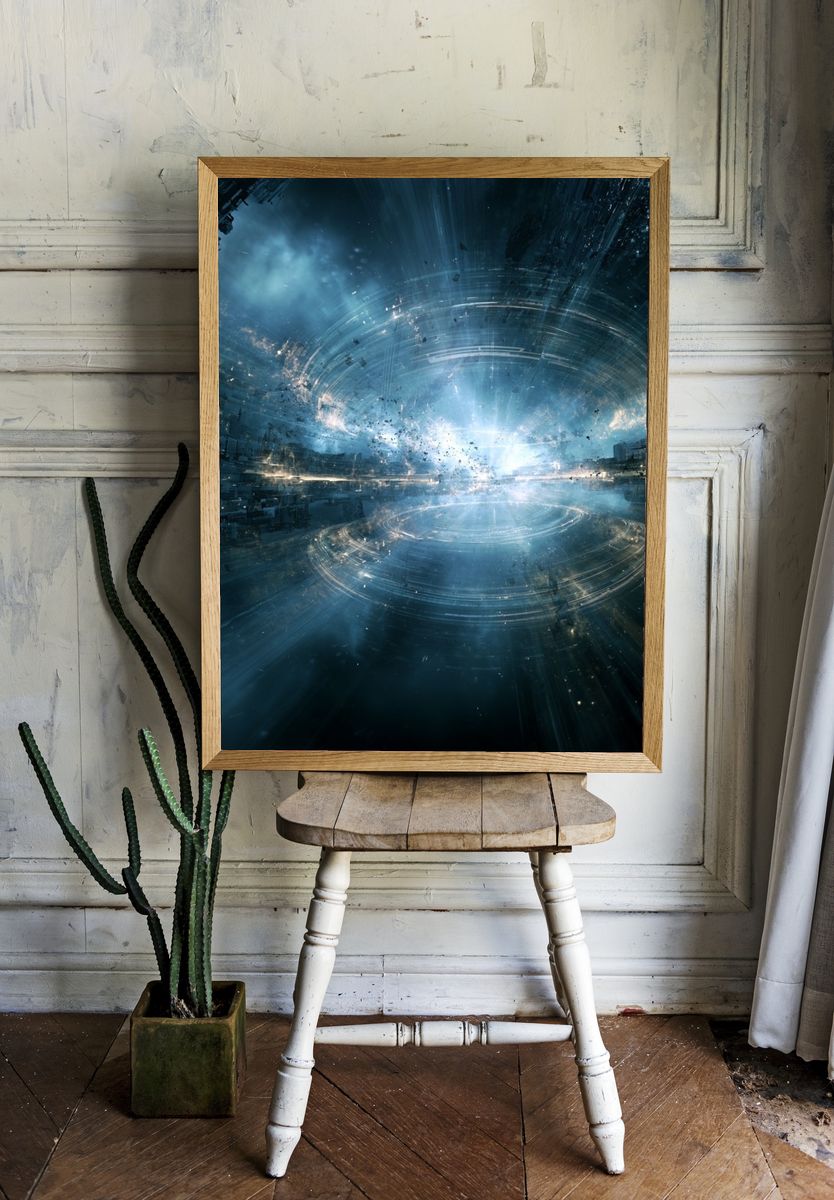 Cosmic Portal Abstract Print. room preview