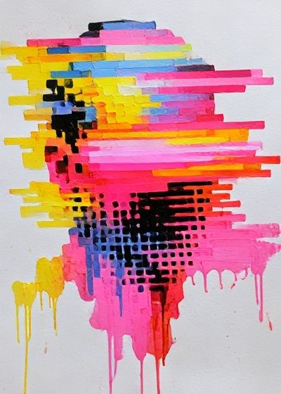 Neon Glitch Abstract Poster. poster