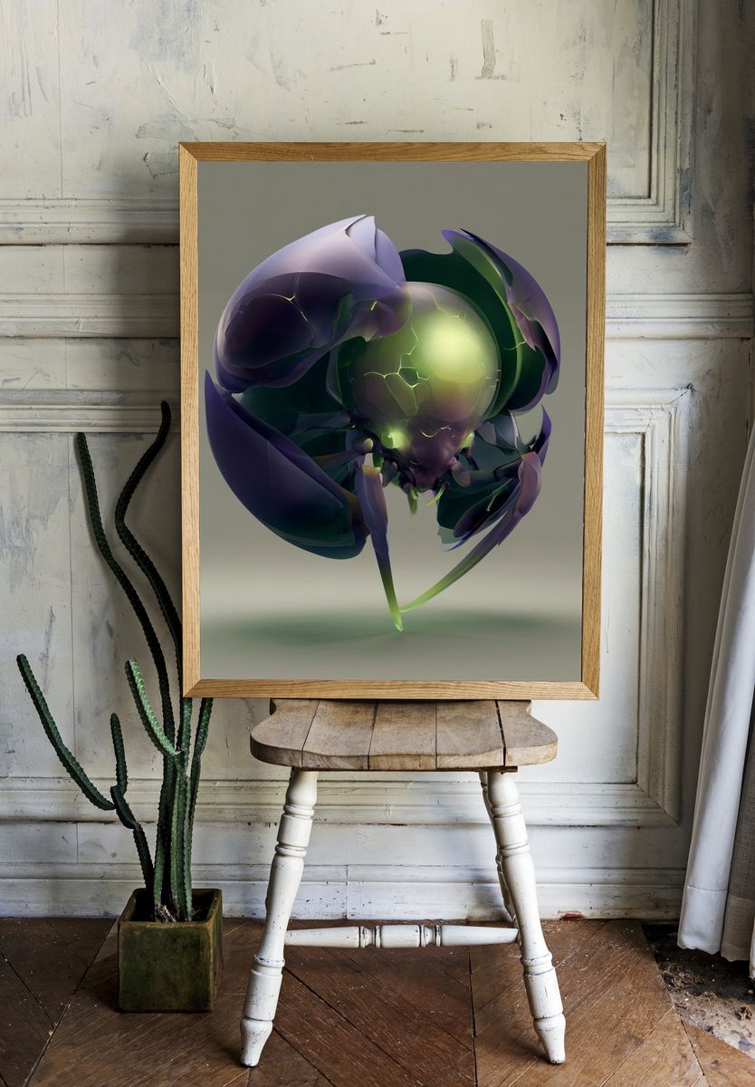 Glowing Orbital Bloom Abstract Poster. — room view 1