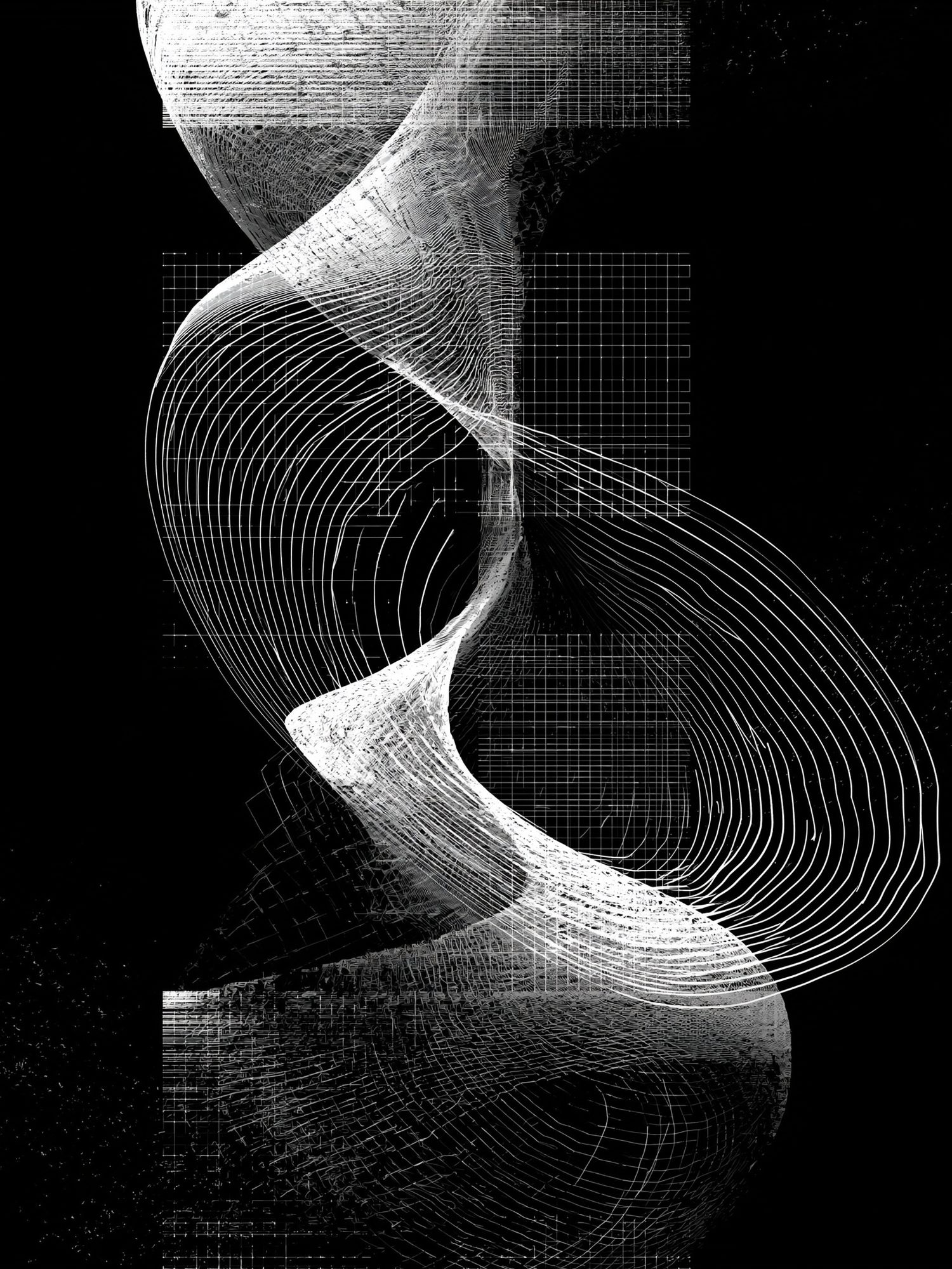 Monochrome Spiral Grid Abstract Poster. poster — abstract art