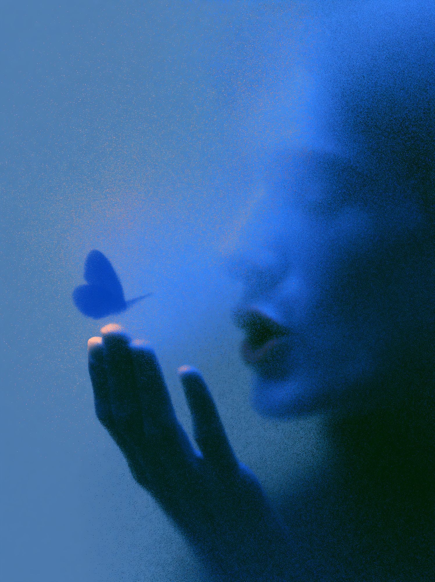 Blue Butterfly Silhouette Abstract Print. poster — abstract art