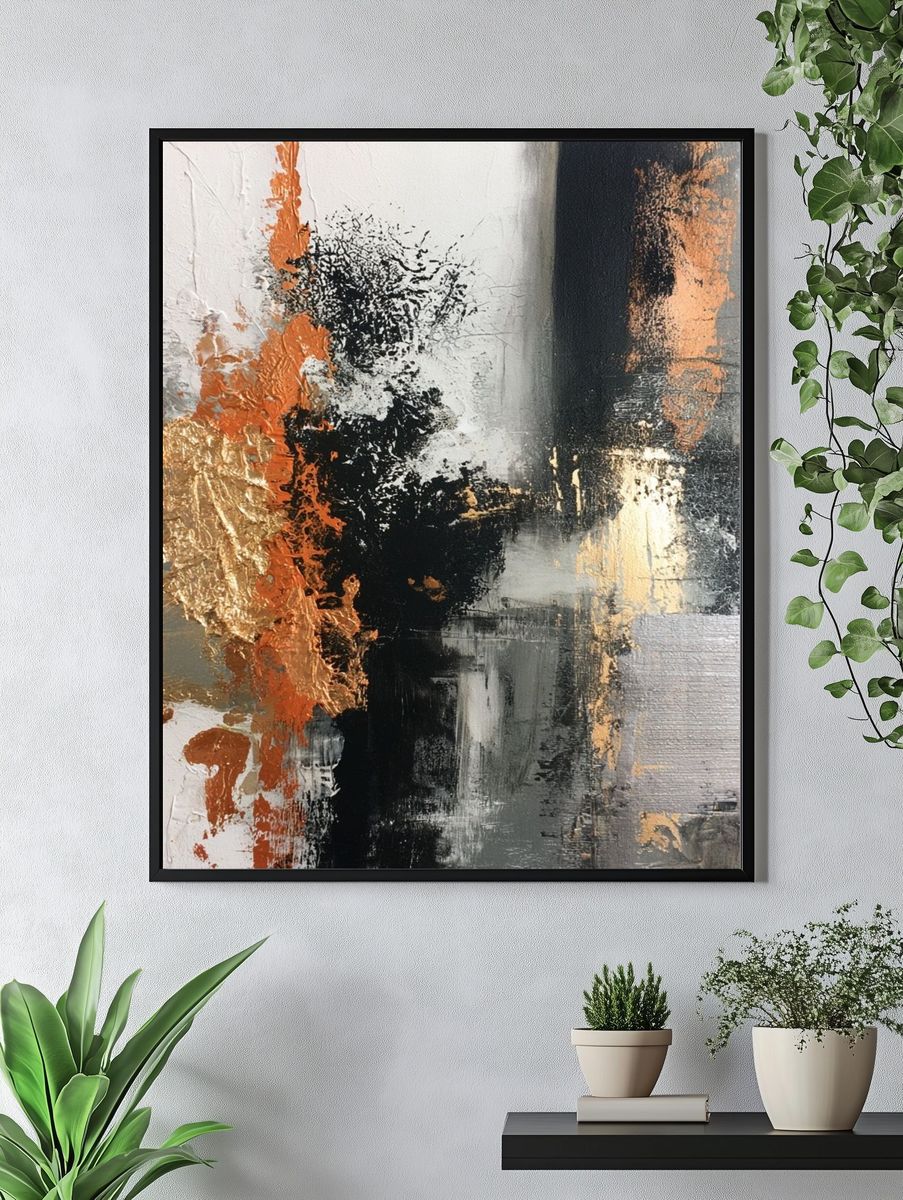 Copper Noir Abstract Poster. — room view 4