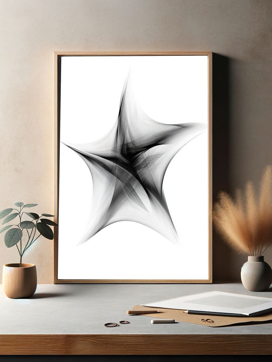 Monochrome Starburst Abstract Poster. — room view 2