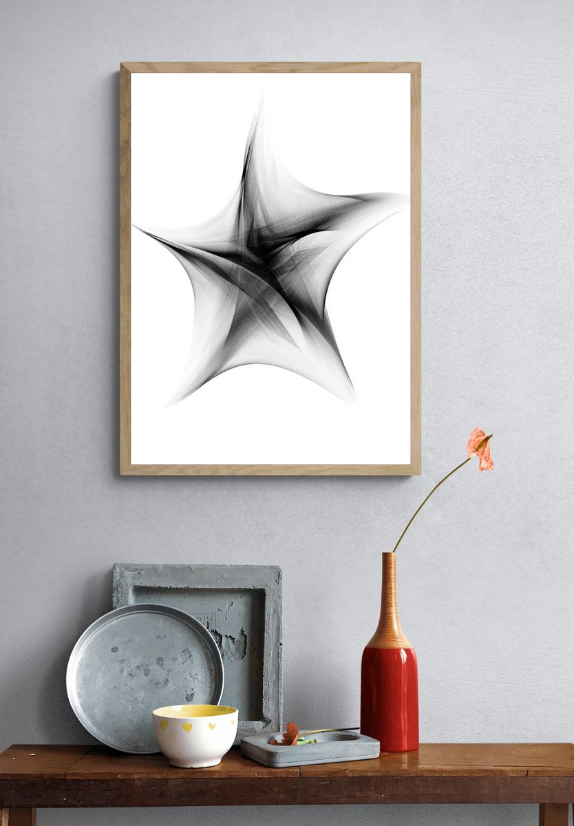 Monochrome Starburst Abstract Poster. — room view 3