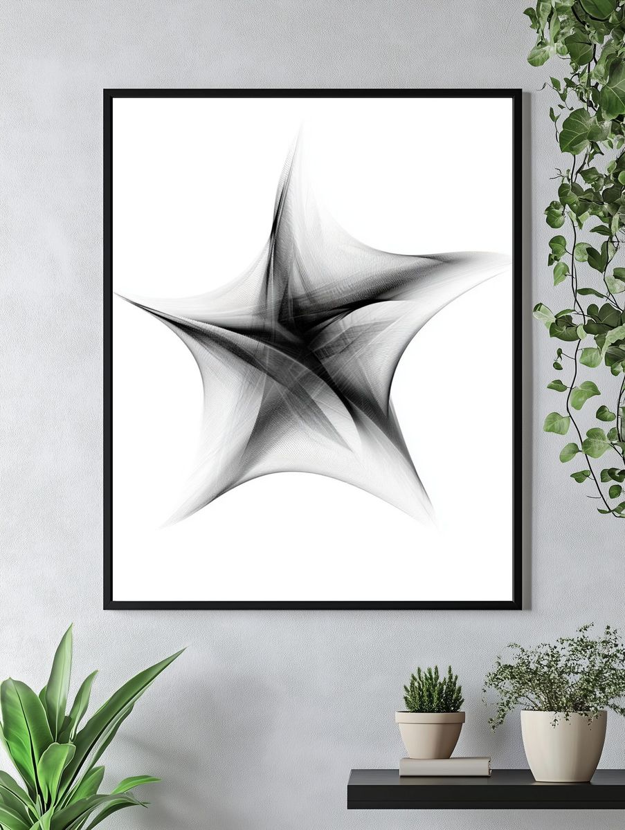 Monochrome Starburst Abstract Poster. — room view 4