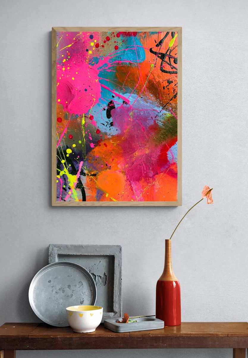 Neon Paint Splash Abstract Poster. — room view 3