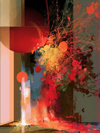 Crimson Bloom Abstract Poster. poster