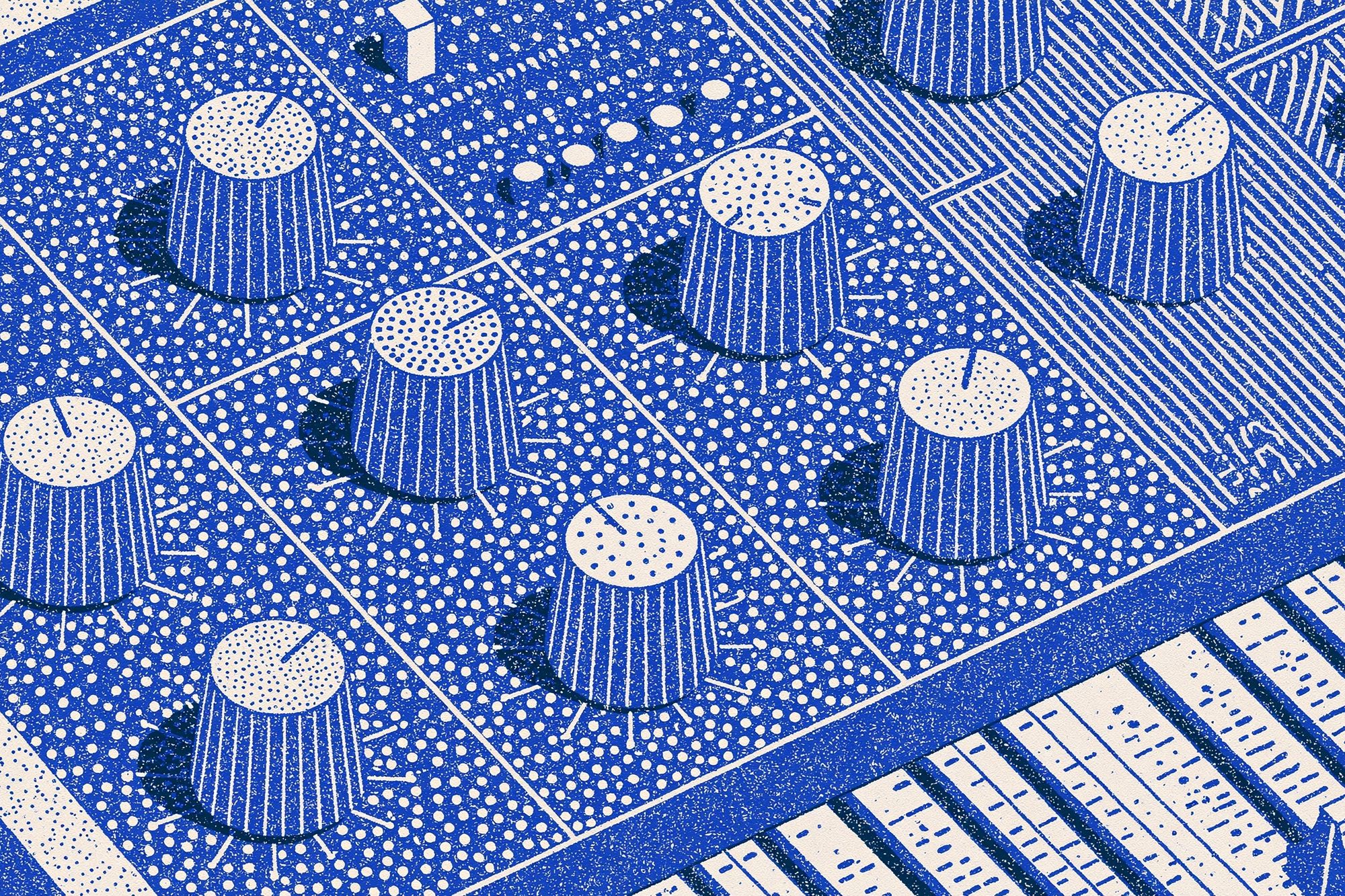 Blue Abstract Control Panel Poster. poster — abstract art