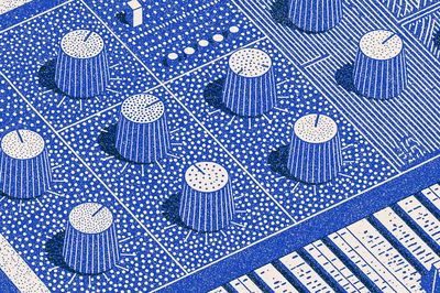 Blue Abstract Control Panel Poster.