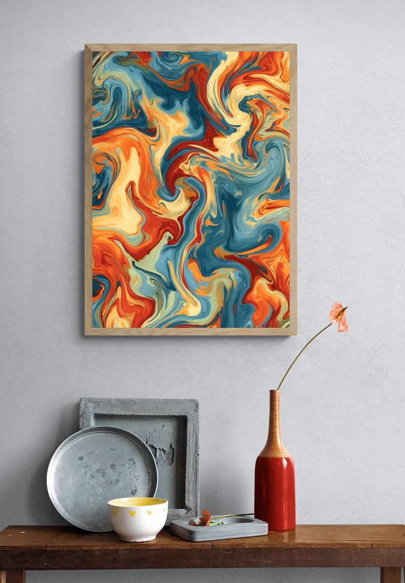 Swirling Retro Abstract Poster. — room view 3
