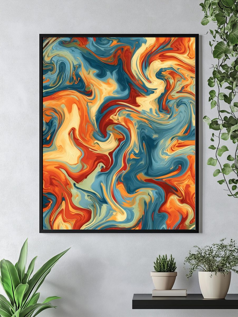 Swirling Retro Abstract Poster. — room view 4
