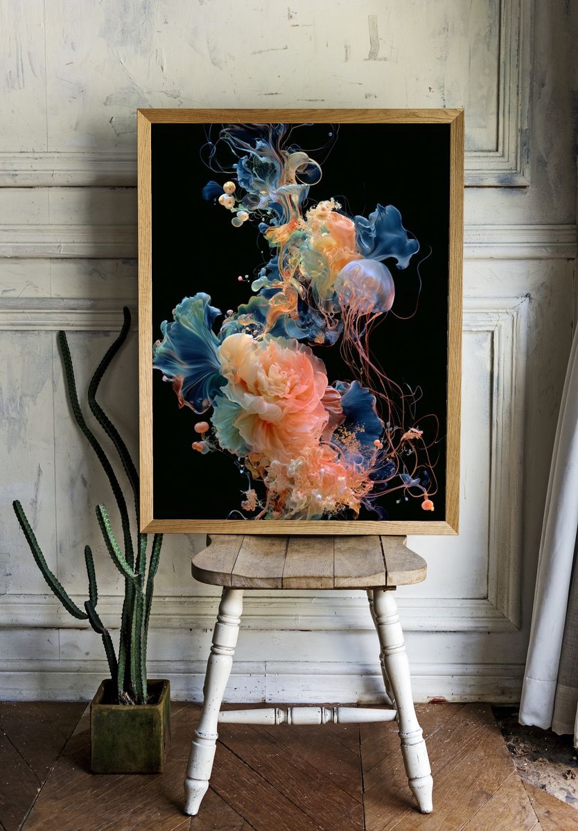 Abstract Blooming Jellyfish Poster. room preview