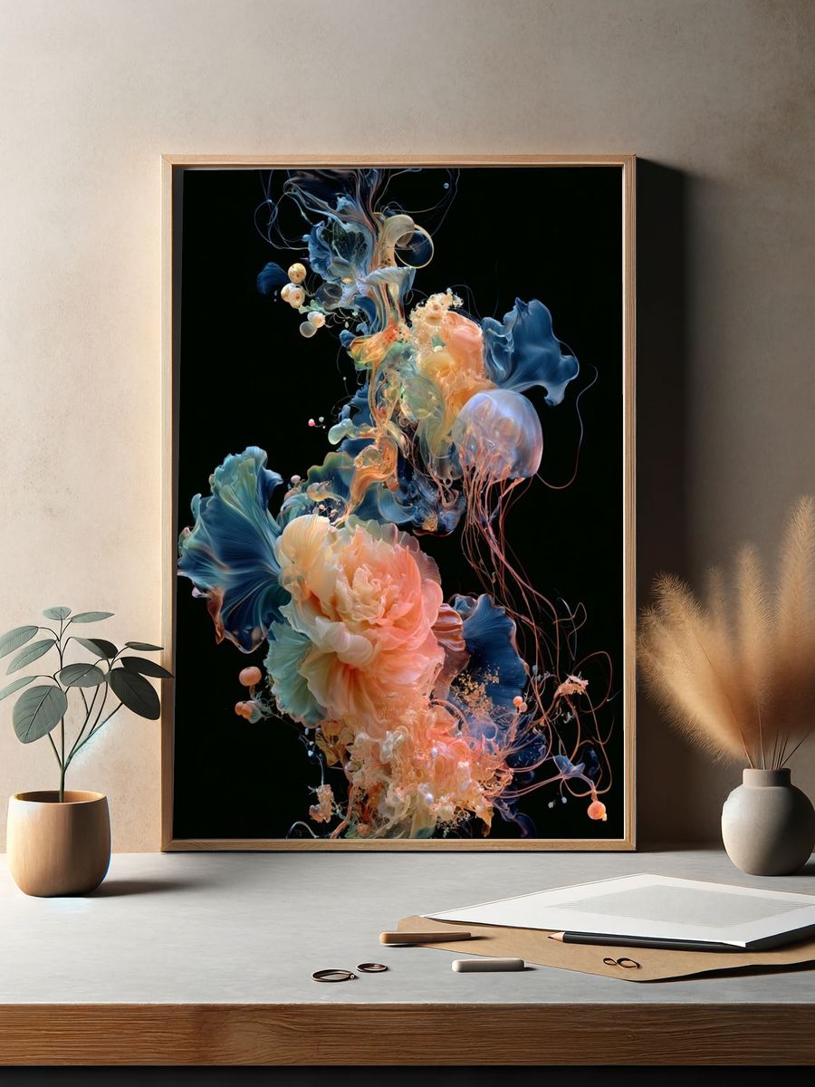 Abstract Blooming Jellyfish Poster. — room view 2