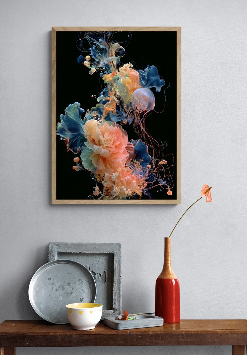 Abstract Blooming Jellyfish Poster. — room view 3