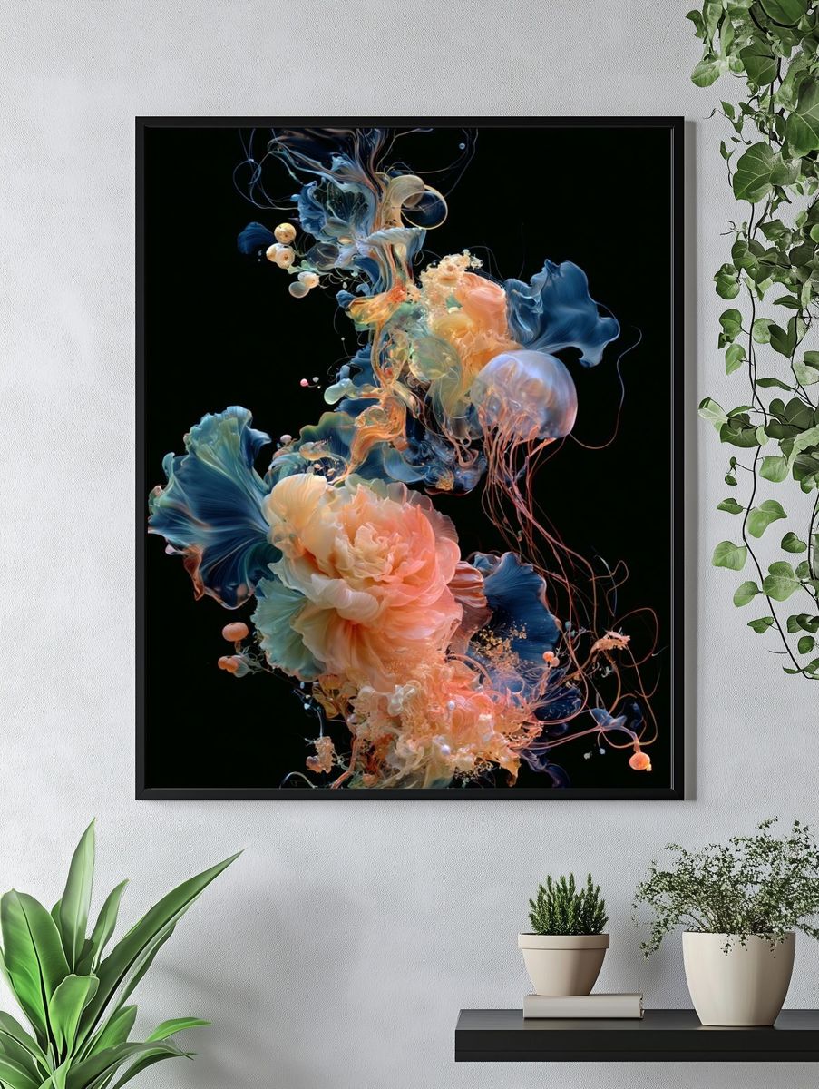 Abstract Blooming Jellyfish Poster. — room view 4